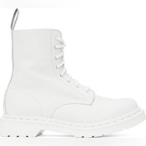 Dr. Martens White Leather Lace-Up Ankle Boots
